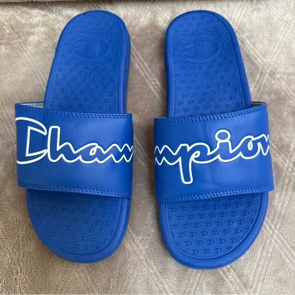 Champion Super Slide Sandals Blue Slides Men’s Size 8M EUC - Picture 1 of 7